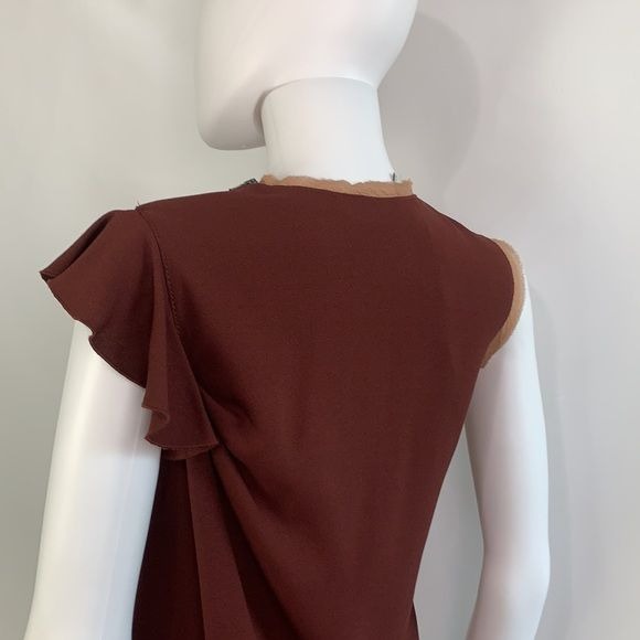 Aquilano Rimondi NWT brown with ruffle on side/bow dress