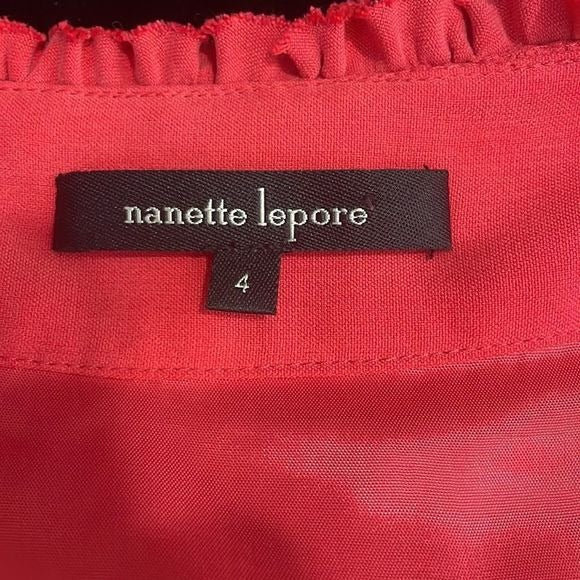 Nanette Leopre Red Beaded Mini Silk Dress