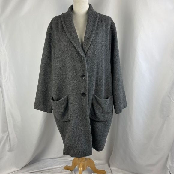 Eileen fisher gray Alpaca blend 3/4 jacket