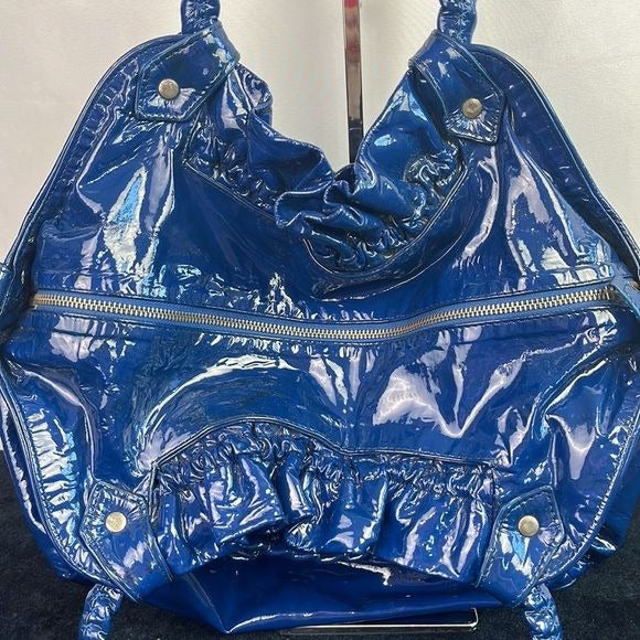 Christian Louboutin Blue Patent Telescope Bag As Is