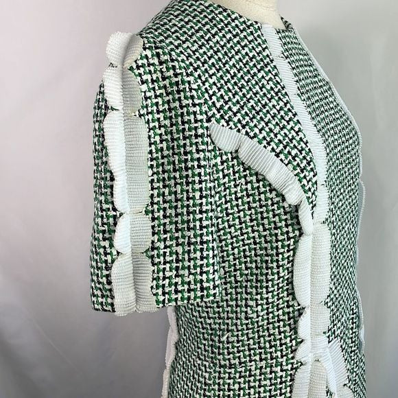 Thom Browne Green Plaid With White Trim Midi Dress