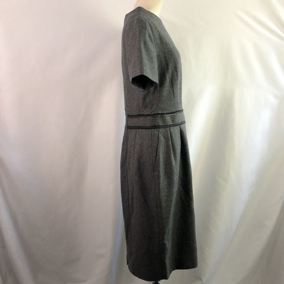 Yves St Laurent Grey Tweed with Zip Trim MIDI Dress