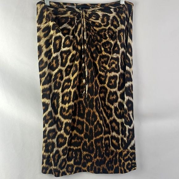 Roberto Cavalli Animal Print Drape Tie Front Skirt