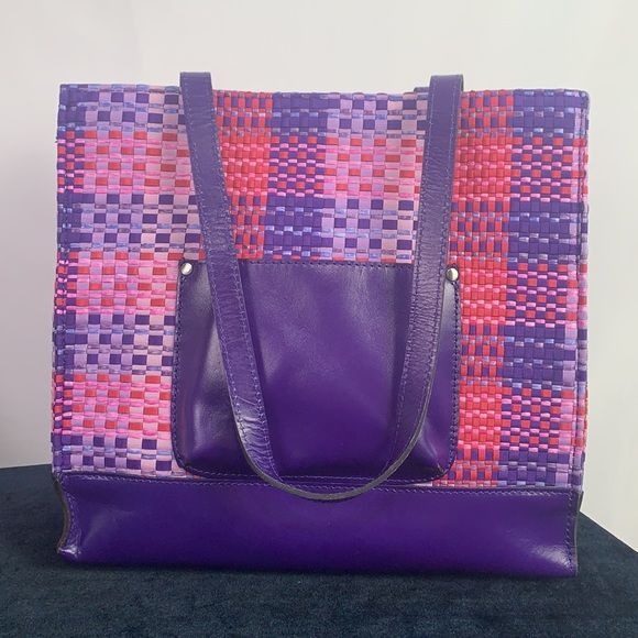 Patricia Nash NWT Purple Straw Tote Bag