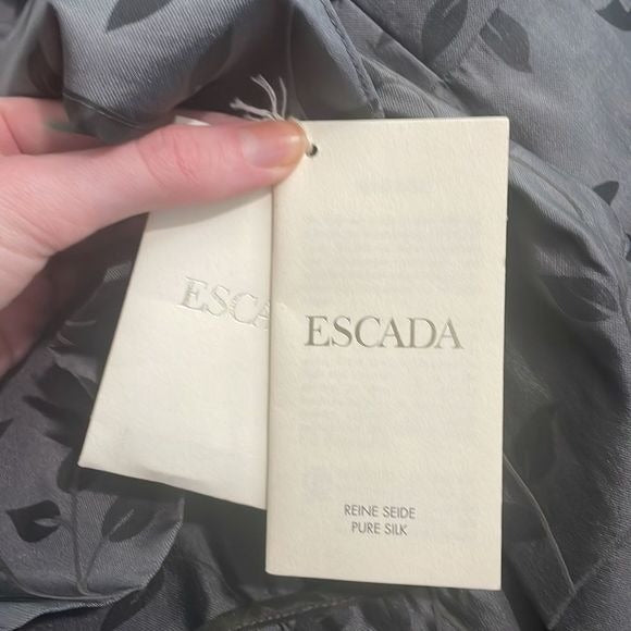 Escada Grey Leaf Print With Pockets Vest NWT
