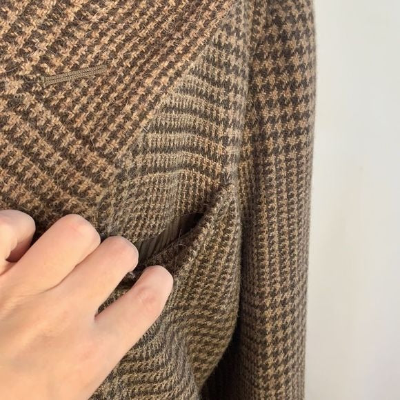 Ralph Lauren Tan Plaid Full Length Wool Coat
