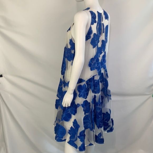 Parosh blue floral fit flare dress