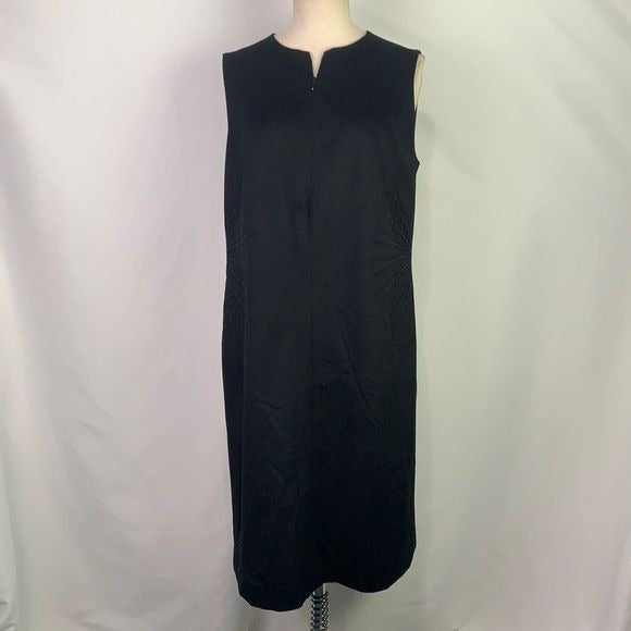 Akris Punto black sleeveless dress with beaded ribbed waist