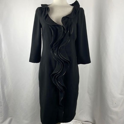 Moschino Black Zip Trim Ruffle Dress