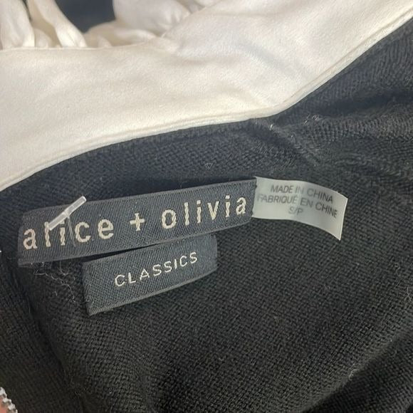 Alice & Olivia Black With White High Collar / Cuffs Sweater