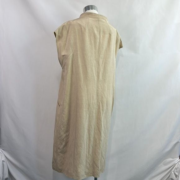 Escada Tan Cap Sleeve Zip Front Dress