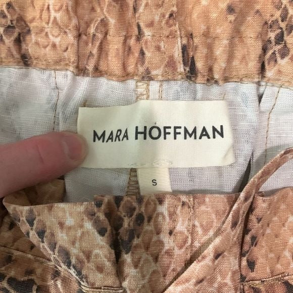 Mara Hoffman Tan Snake Paper Bag Tie Slacks