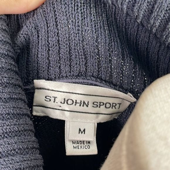 St John Grey Wrap Front Knit Sweater