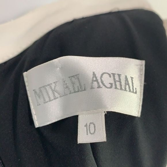 Mikael Aghal Black Dress w/ Cream Collar/Cuffs