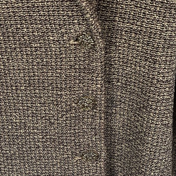 St John Tan tweed knit blazer w/ leather lined belt