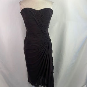 Vicky Tiel Couture Brown Pleated Silk Dress