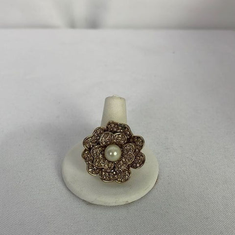 Carolee Big Crystal Pearl Flower Ring