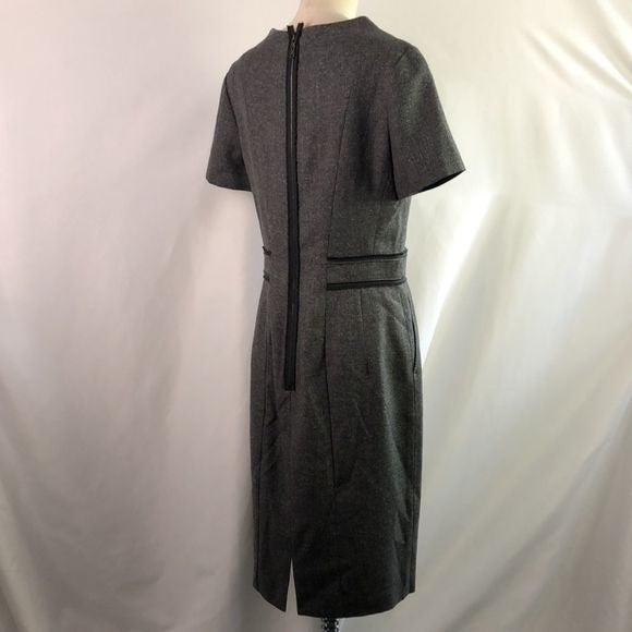 Yves St Laurent Grey Tweed with Zip Trim MIDI Dress