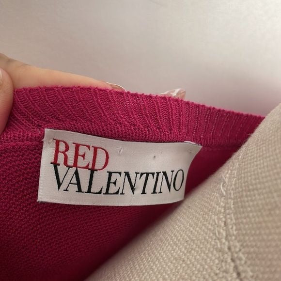 Red Valentino Pink Knit With Ruffle Bottom Dress