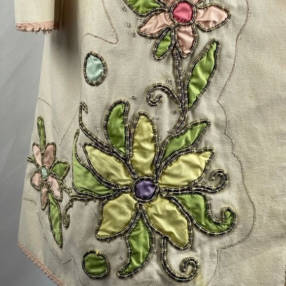 Moschino tan floral embroidered 3/4 jacket