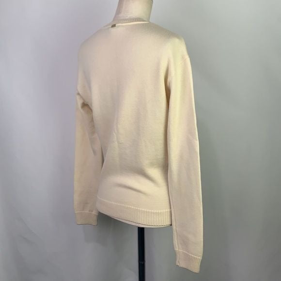 St. John Cream Sweater with Shimmer Flower Print