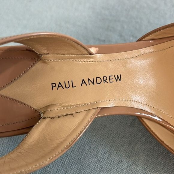 Paul Andrew Tan Patent Sling Back Heels