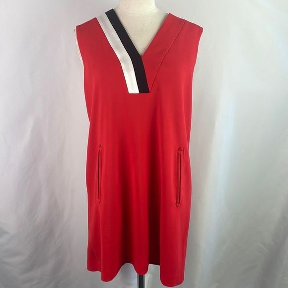 Rag and Bone Red With Black and Cream Stripe Beck Mini Dress