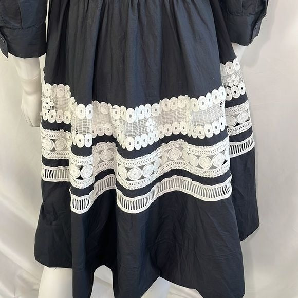 Maje NWT Blue with White Lace Fit and Flare Dress