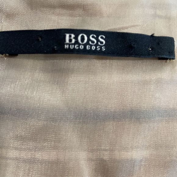 Hugo Boss Tan Striped Fit Flare Dress