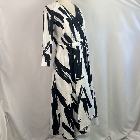 Max Mara Black White Brush Strokes MIDI Dress