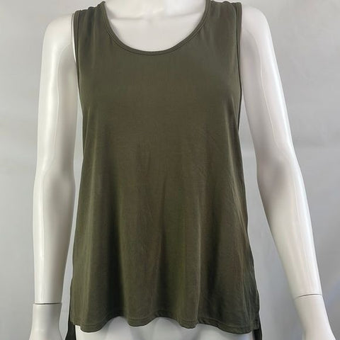 Olive With Woven Trim Tank Top