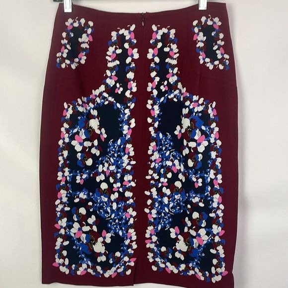 Erdem Blue Print With Wine/Pockets Skirt