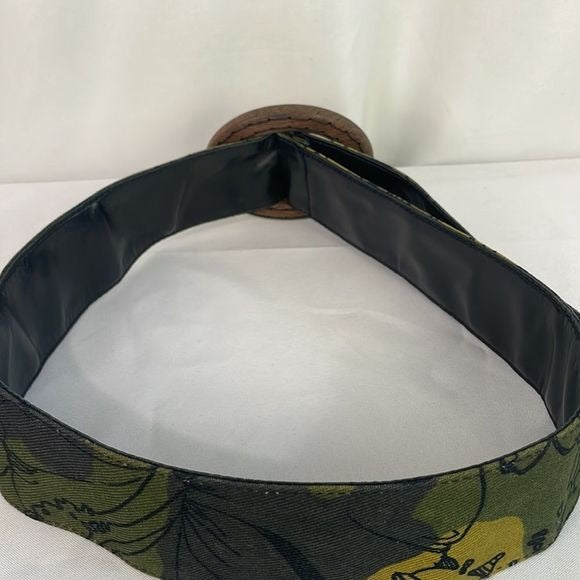 Miu Miu Olive Fabric Print With Wood Buckle Belt