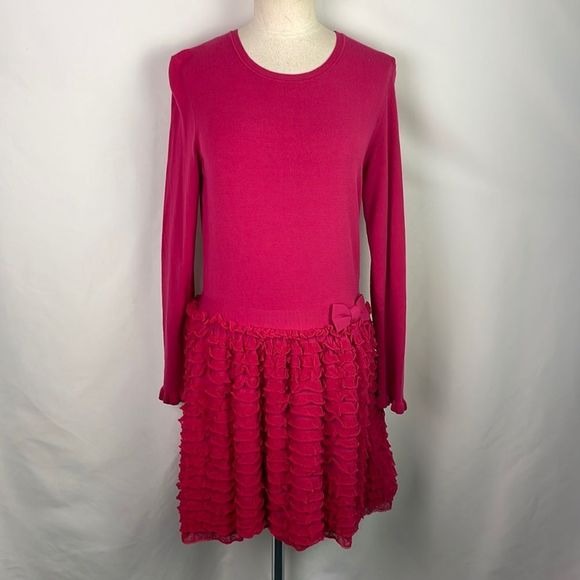 Red Valentino Pink Knit With Ruffle Bottom Dress