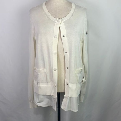 Montcler Ivory With Pockets Layered Cardigan