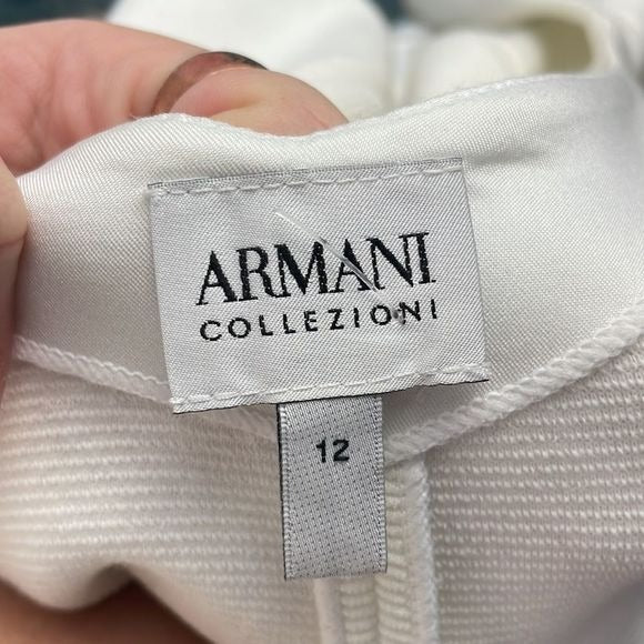 Armani Collezioni Ivory Textured Short Sleeve Jacket
