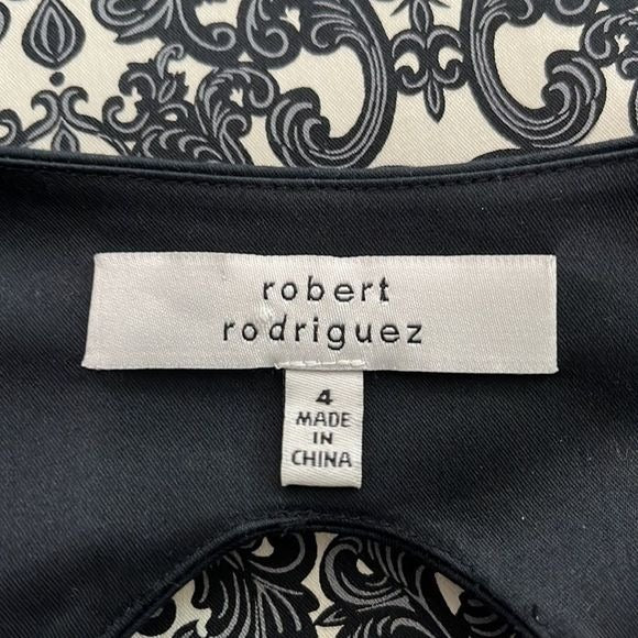 Robert Rodriguez Black/Cream Lace Print Zip Front Dress