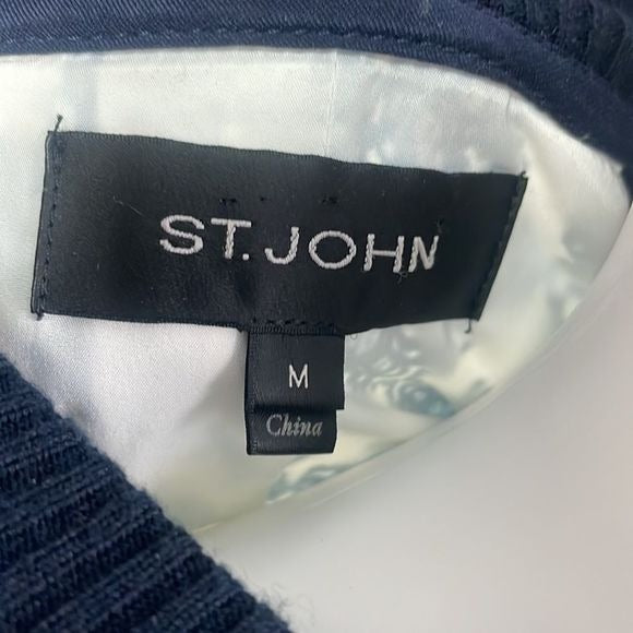St John Blue Print Silk Zip Jacket