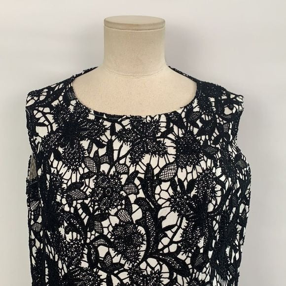 Miri White with Black Lace Overlay Dress
