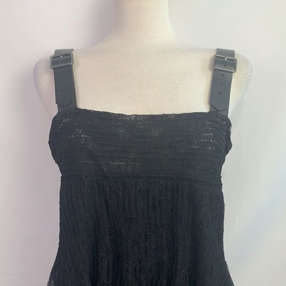 Burberry black lace with leather straps dress