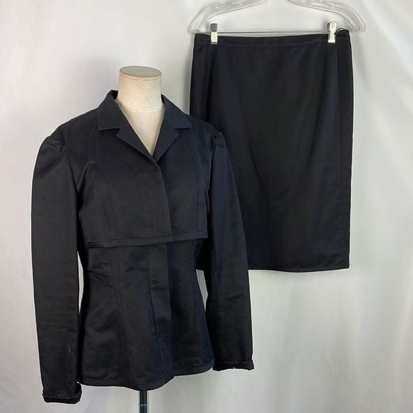Narciso Rodriguez Black Bustier Layered Jacket And Skirt Set