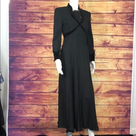 Escada Black Dress with velvet trim