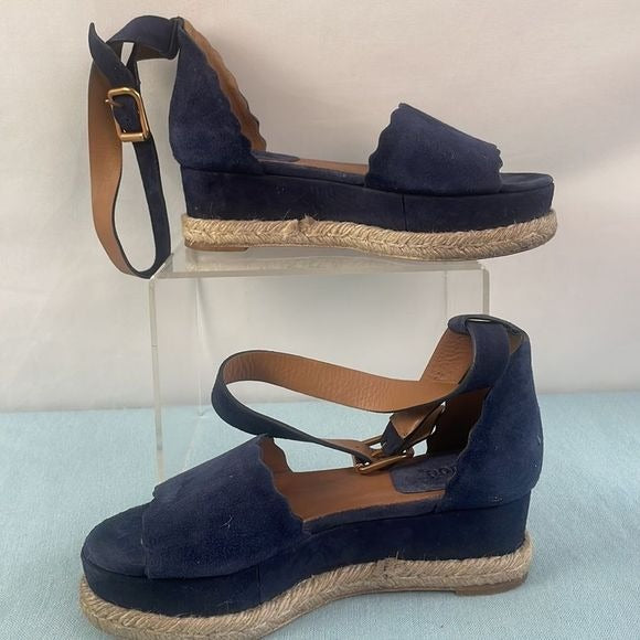 Chloe Blue Suede Ankle Straped Sandals