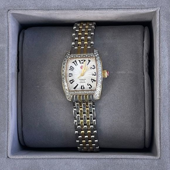 Michele gold and silver watch with diamonds