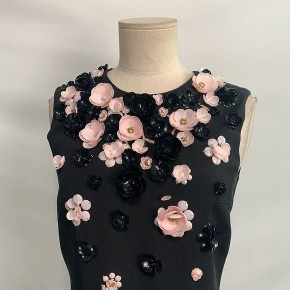 Glambattista Valli black with 3D pink black flower top dress