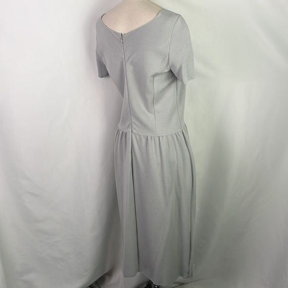 Emporio Armani Grey Ribbed Knit Short Sleeve Dress