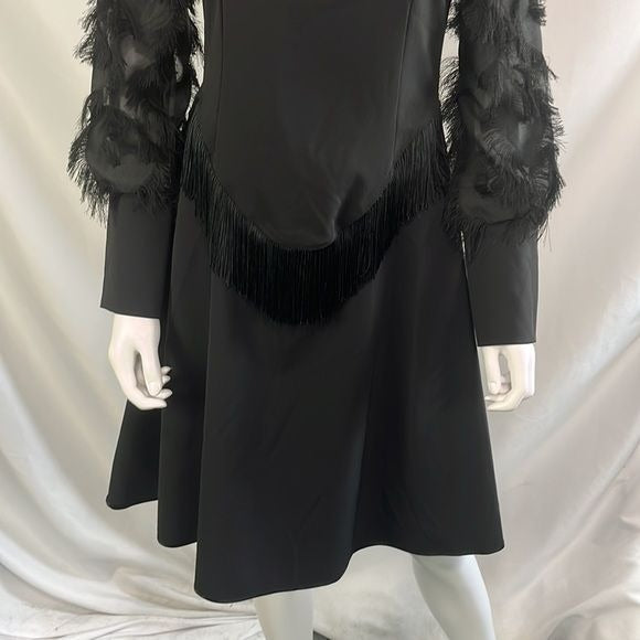 NWT Save The Queen Black Dress with Fringe/Beads/Lace