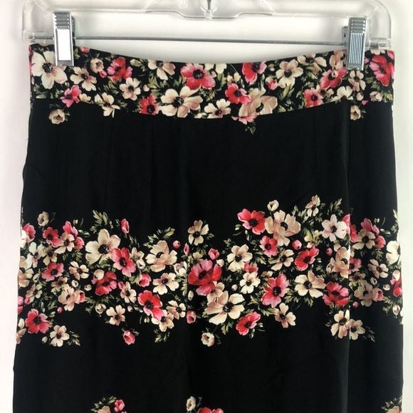 Dolce and Gabbana Black Floral MIDI Skirt