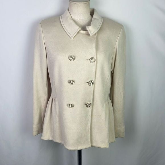 St John Cream Jacket With Cream Beaded Buttons