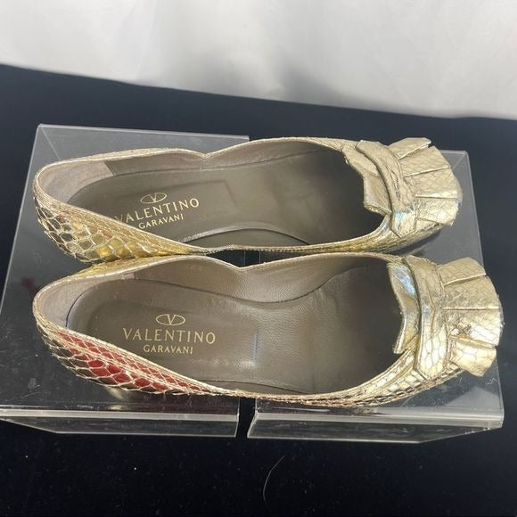 Valentino gold snake low heel